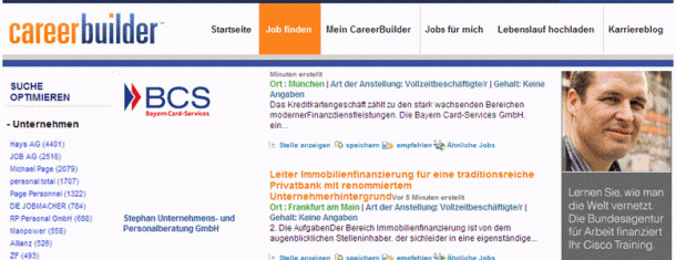 Careerbuilder mit einseitiger Ausrichtung auf Personaldienstleister