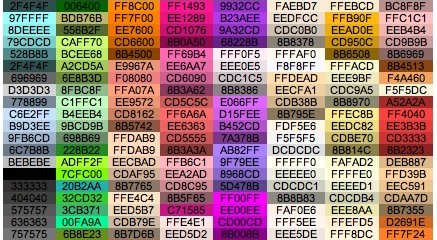 Hex-Codes für Farben