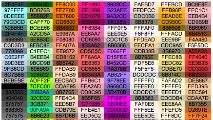 Hex-Codes für Farben