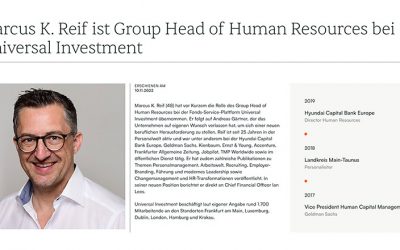 In eigener Sache: Marcus K. Reif ist Group Head of Human Resources bei Universal Investment